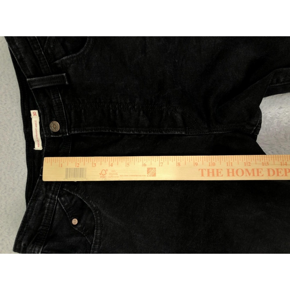 Levi's Jeans Women 30x25.5 (Tag 30x27) Black Ribcage Straight Ankle - Picture 10 of 14